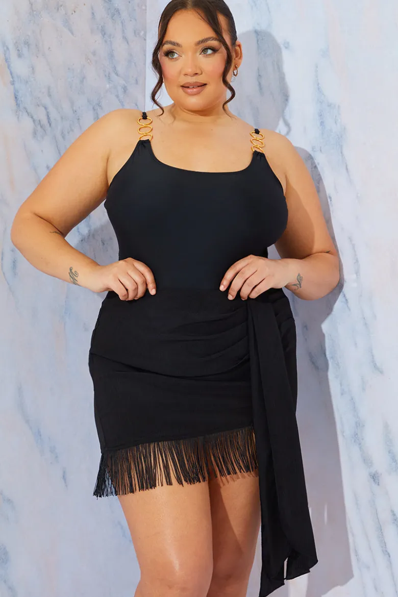Tie Skirt With Fringing