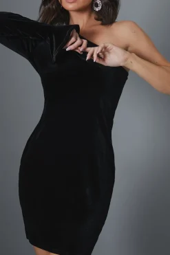 Velvet One Shoulder Mini Dress