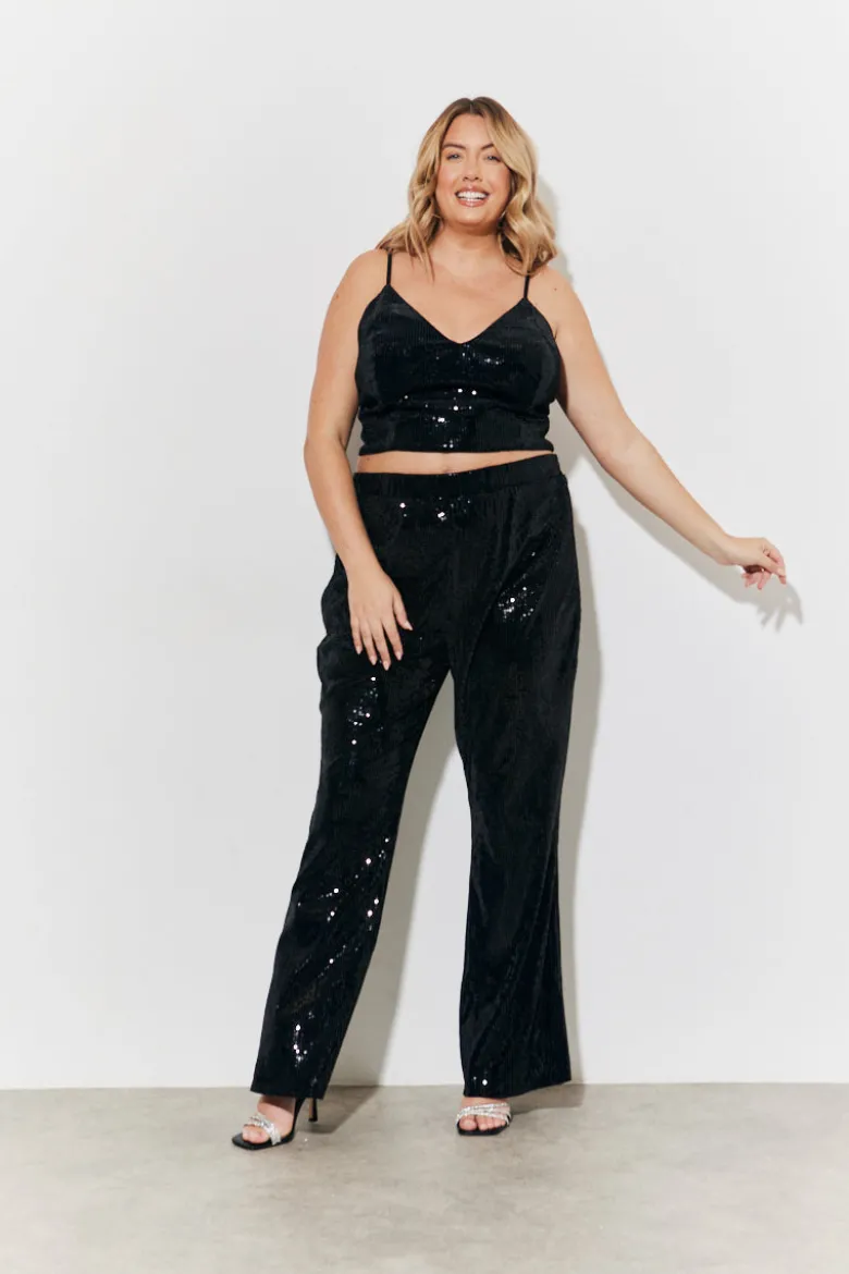 Velvet Sequin Fit and Flare Co-Ord Trouser