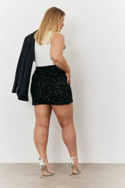 Velvet Sequin Mini Skirt