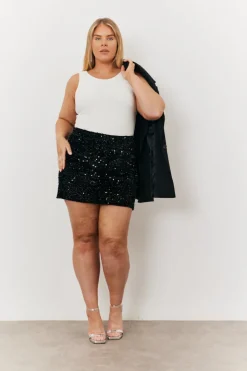 Velvet Sequin Mini Skirt