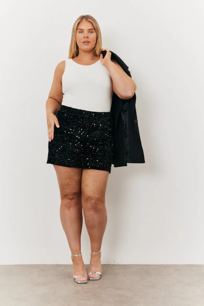 Velvet Sequin Mini Skirt