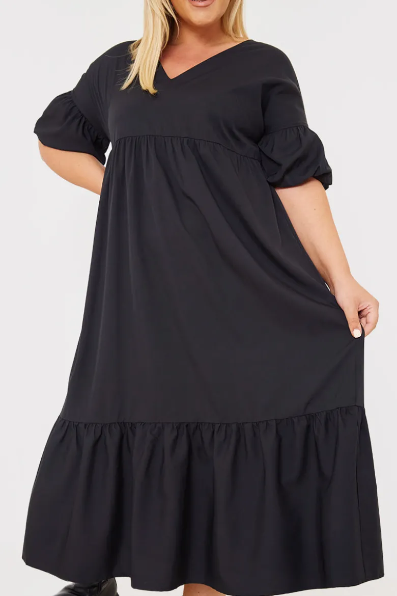 V Neck Smock Maxi Dress
