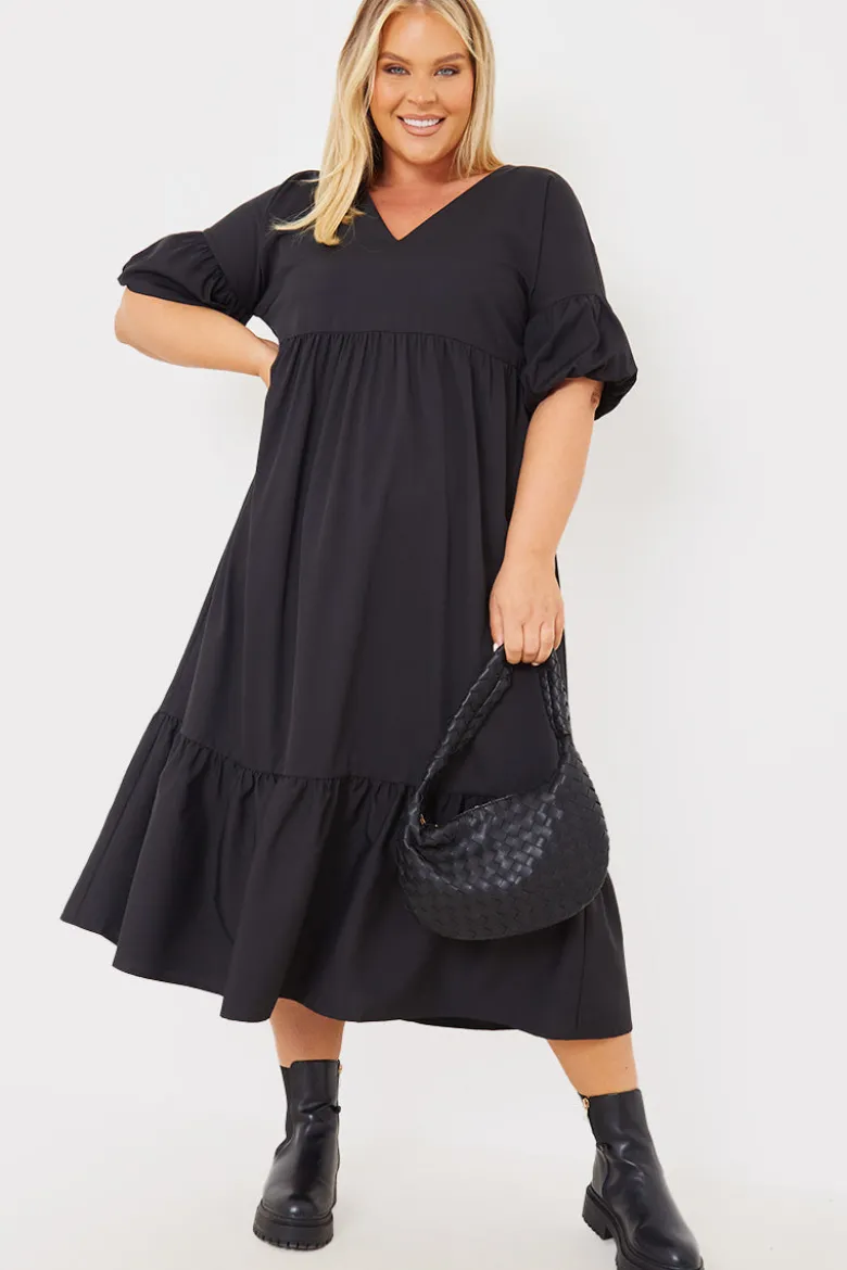 V Neck Smock Maxi Dress