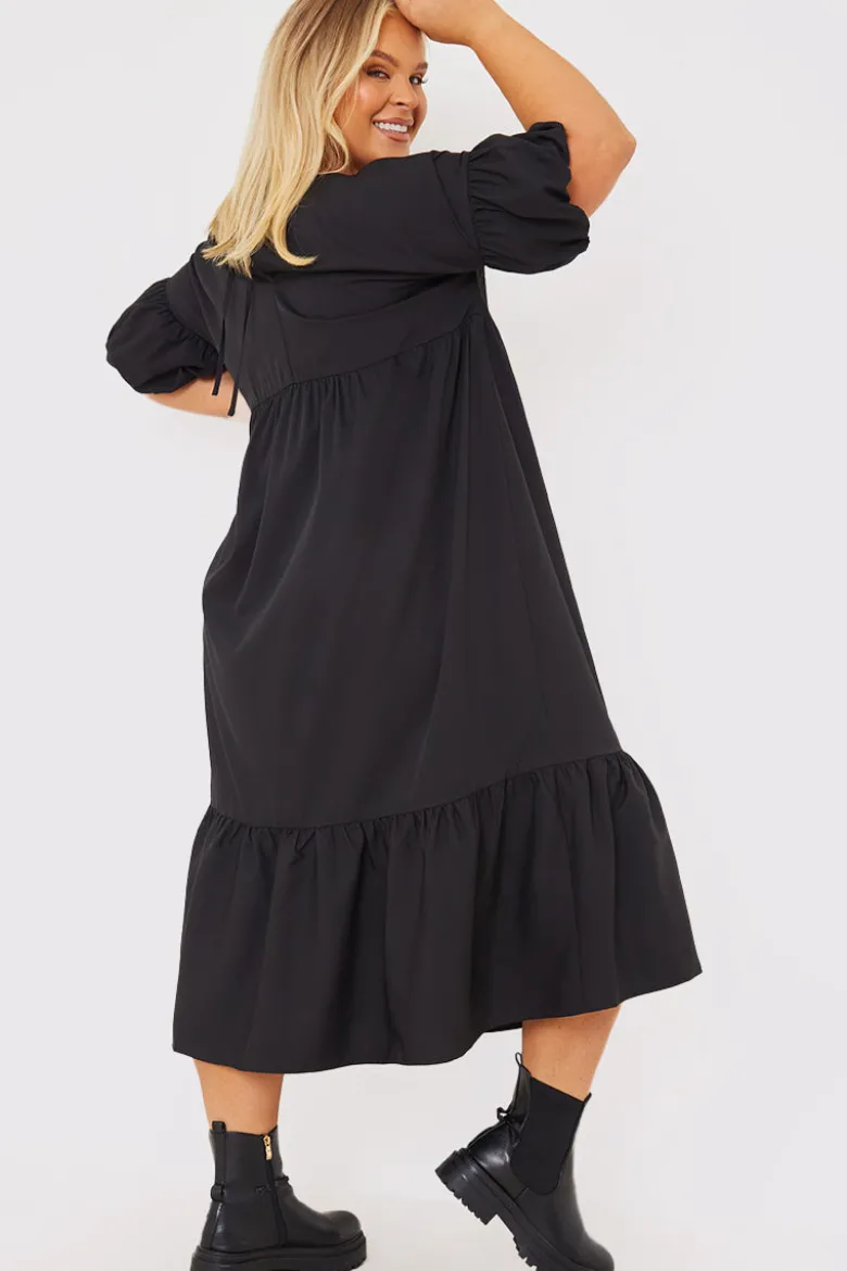 V Neck Smock Maxi Dress