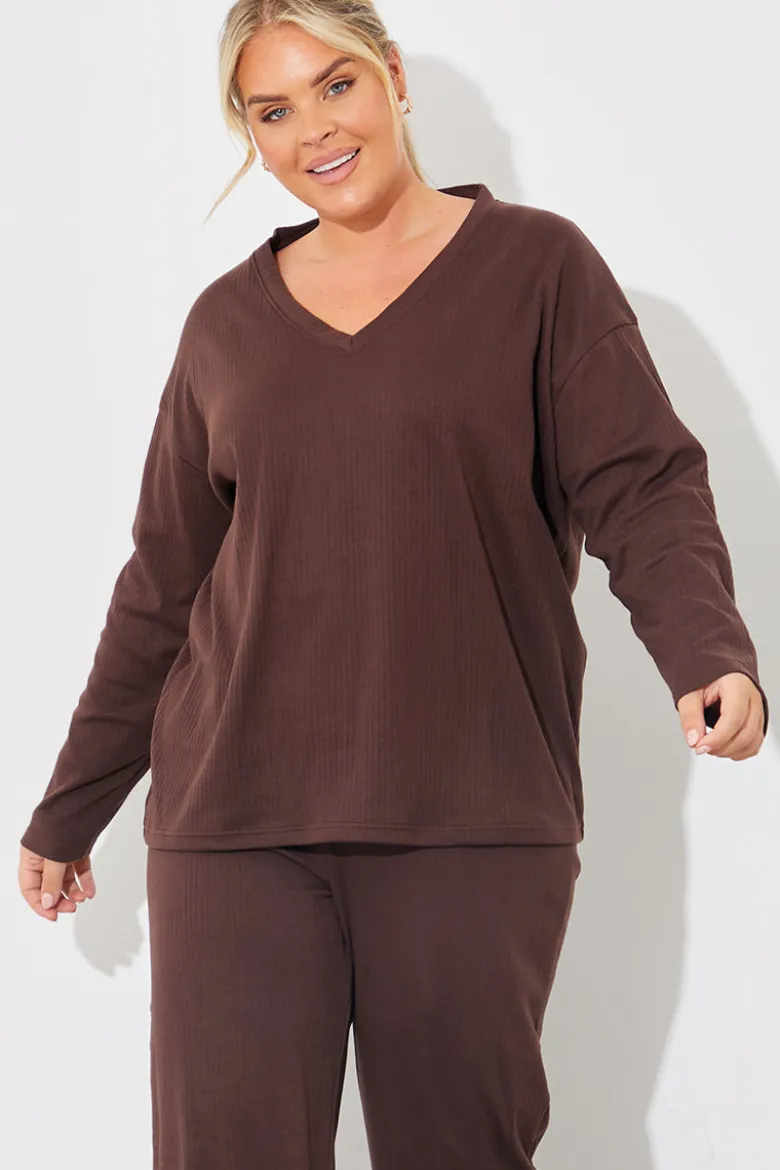 V Neck T Shirt And Wide Leg Trouser Set