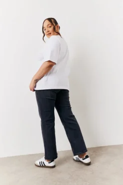 Washed Black Straight Leg Jeans