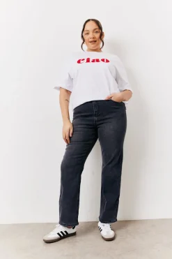 Washed Black Straight Leg Jeans