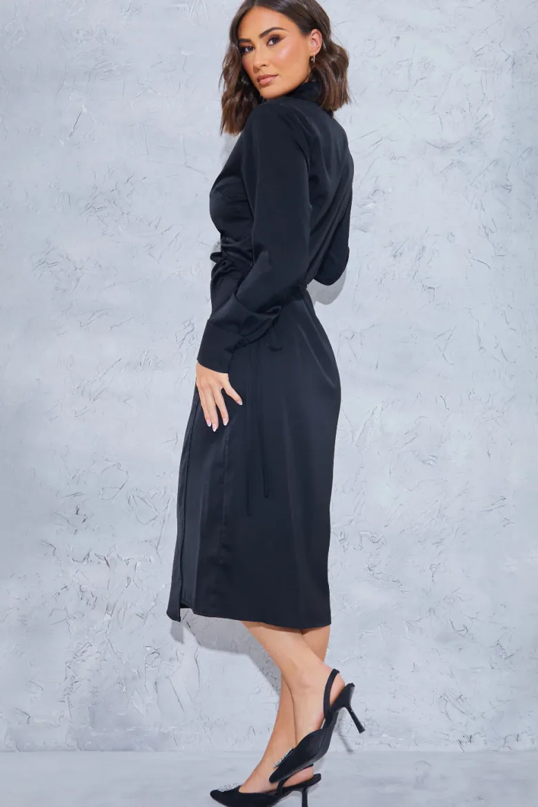 Wrap Collared Midi Dress