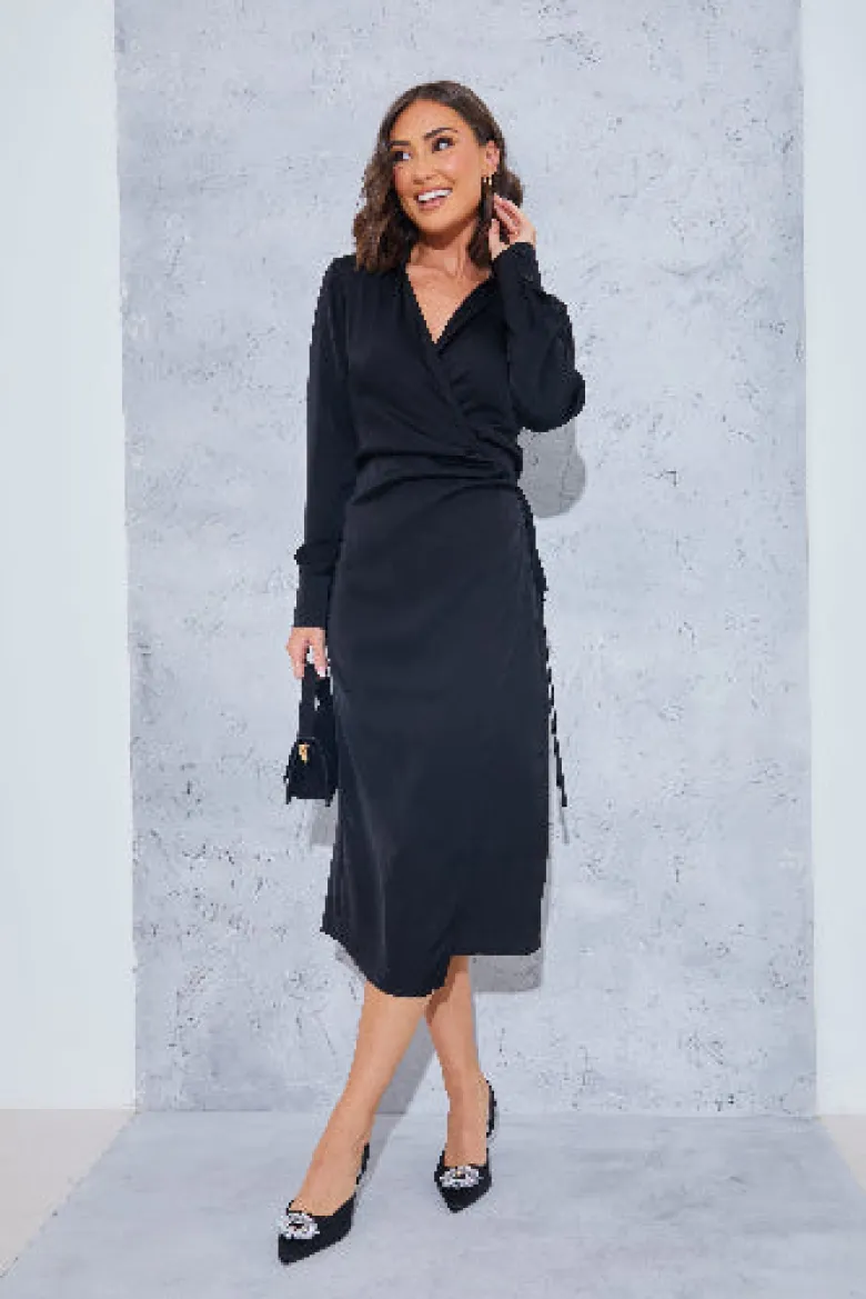 Wrap Collared Midi Dress
