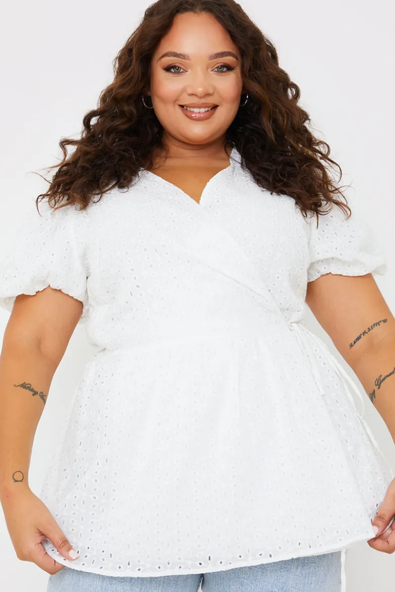 Wrap Front Broderie Top