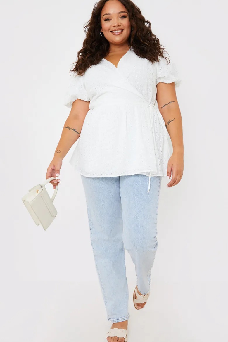 Wrap Front Broderie Top