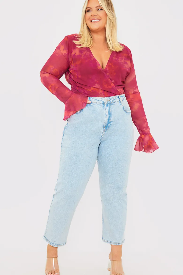 Wrap Front Flared Cuff Bodysuit