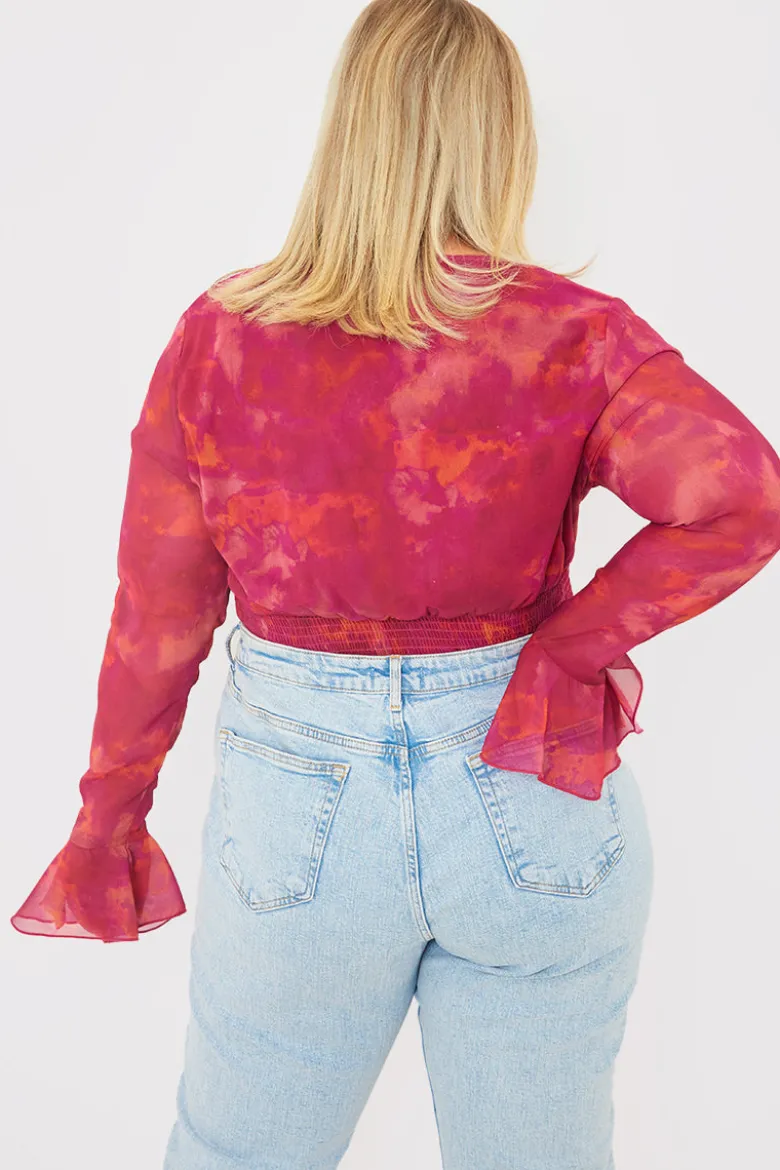 Wrap Front Flared Cuff Bodysuit