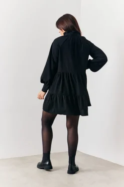 Wrap Front V-Neck Smock Dress