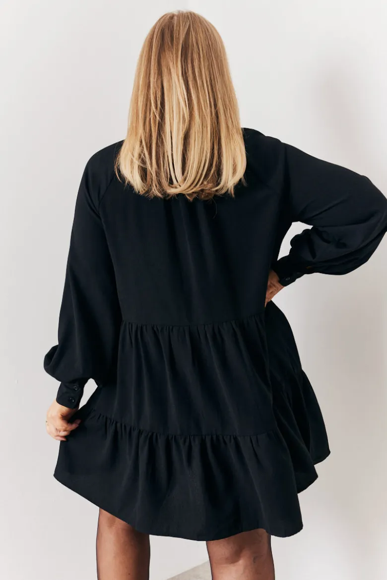 Wrap Front V-Neck Smock Dress