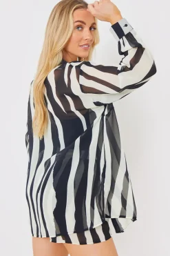 Zebra Print Button up Chiffon Co-Ord Beach Shirt