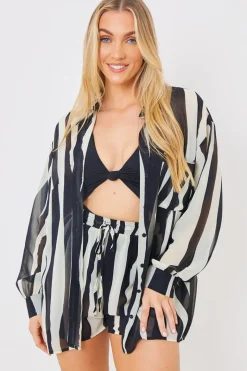 Zebra Print Button up Chiffon Co-Ord Beach Shirt