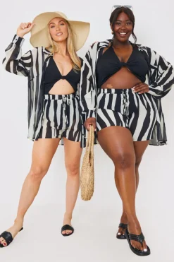 Zebra Print Button up Chiffon Co-Ord Beach Shirt