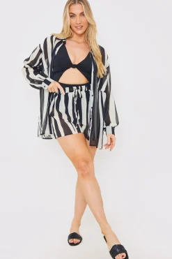 Zebra Print Button up Chiffon Co-Ord Beach Shirt